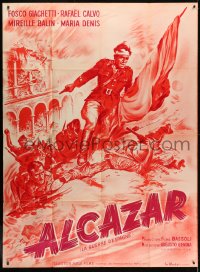 1j910 SIEGE OF THE ALCAZAR French 1p R1960s L'assedio dell'Alcazar, Spanish/Italian WWII, cool art!