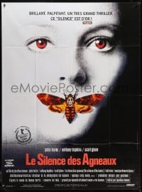 1j911 SILENCE OF THE LAMBS French 1p 1990 great image of Jodie Foster with moth over mouth!