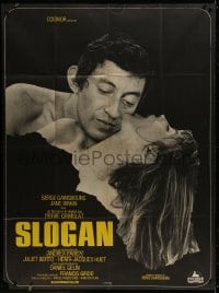 1j915 SLOGAN French 1p 1969 romantic close up of Serge Gainsbourg & sexy Jane Birkin!