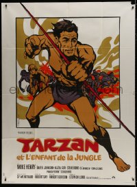 1j943 TARZAN & THE JUNGLE BOY French 1p 1968 different art of Mike Henry with bow by Michel Landi!