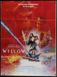 1j993 WILLOW DS French 1p 1988 George Lucas & Ron Howard, art of Kilmer & cast by Brian Bysouth!