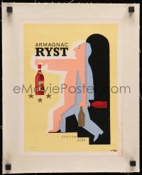 1j206 RYST-DUPEYRON linen French 10x13 advertising poster 1943 Raymond Savignac art for armagnac!