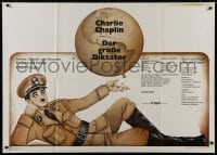 1j258 GREAT DICTATOR German 33x47 R1973 best art of Charlie Chaplin & Earth by Friedel Schmidt!