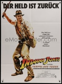 1j260 INDIANA JONES & THE TEMPLE OF DOOM German 33x47 1984 art of Harrison Ford by Mike Vaughan!
