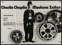 1j265 MODERN TIMES German 33x47 R1963 classic Charlie Chaplin, great image with giant gears!