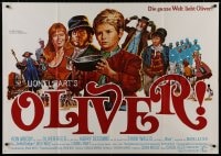 1j269 OLIVER German 33x47 1968 Charles Dickens, Mark Lester, directed by Carol Reed, Terpning art!