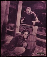 1j026 KID BROTHER jumbo LC 1927 Harold Lloyd crouching behind barrel to hide from angry man!