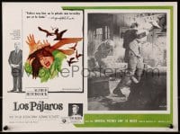1j428 BIRDS Mexican LC 1963 Alfred Hitchcock, c/u of Rod Taylor & Tippi Hedren attacked in house!