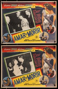 1j415 DANGEROUS CROSSING 2 Mexican LCs 1953 sexy Jeanne Crain, Michael Rennie, Casey Adams!