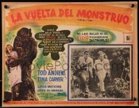 1j436 FROM HELL IT CAME Mexican LC 1957 great border image of wacky tree monster holding girl!