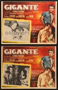 1j399 GIANT 8 Mexican LCs 1957 c/u of Liz Taylor kneeling before James Dean with rifle on shoulders!