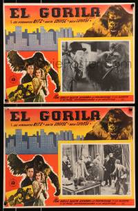 1j418 GORILLA 2 Mexican LCs R1950s The Ritz Brothers, includes one showing the wacky fake ape!