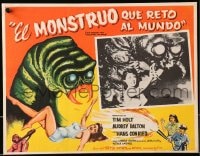 1j450 MONSTER THAT CHALLENGED THE WORLD Mexican LC 1957 cool art & photo of creature & its victim!