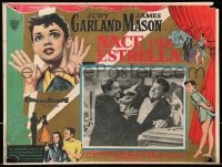 1j461 STAR IS BORN Mexican LC 1955 James Mason attacking Jack Carson, Judy Garland in border!