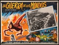1j471 WAR OF THE WORLDS Mexican LC R1970s H.G. Wells classic, great image of alien ships attacking!