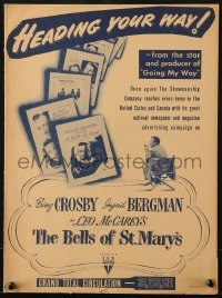 1j046 BELLS OF ST. MARY'S 12x16 promo folder 1946 Ingrid Bergman & Bing Crosby, Leo McCarey!