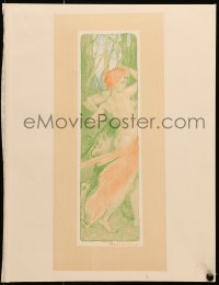 1j101 EMILE BERCHMANS 12x16 book plate 1890s art of nude man & woman in forest, L'Estampe Moderne!