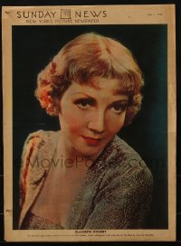 1j072 CLAUDETTE COLBERT 11x15 magazine cover December 1, 1935 on the cover of Sunday News!