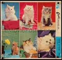 1j045 KITTENS 12z12 uncut sheet of 6 postcards 1966 ultra adorable cat images in color!
