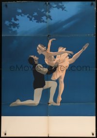 1j164 SWAN LAKE export Russian 33x47 1957 Tschaikowsky, Russian Bolshoi Ballet musical, great image of dancers!