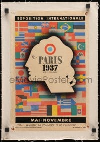 1j191 EXPOSITION INTERNATIONALE PARIS 1937 linen 10x16 French special poster 1937 Jean Carlu art!