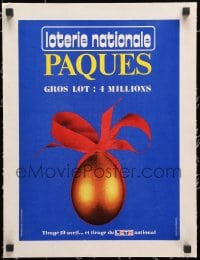 1j193 FRANCAISE DES JEUX linen 12x16 French lottery poster 1970s great image of golden egg!