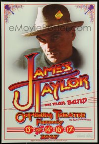 1j110 JAMES TAYLOR signed 13x19 music poster 2007 by artist Randy Tuten, his one man band!