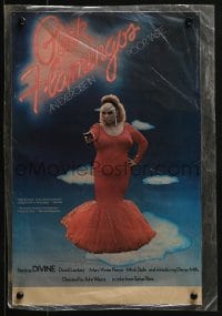 1j217 PINK FLAMINGOS LAMINATED 11x17 special poster 1972 John Waters' classic exercise in poor taste!
