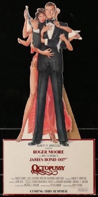 1j144 OCTOPUSSY die-cut standee 1983 art of Maud Adams & Roger Moore as James Bond by Daniel Goozee!