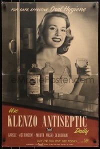 1j147 REXALL 20x30 standee 1930s use Klenzo antiseptic daily for safe, effective oral hygiene!
