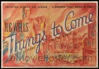 1j086 THINGS TO COME campaign book page 1936 William Cameron Menzies, H.G. Wells, cool different art!