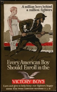 1j054 EVERY AMERICAN BOY SHOULD ENROLL IN THE VICTORY BOYS 13x21 WWI war poster 1917 D.P. art!