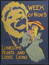 1j216 LONESOME HEARTS & LOOSE LIONS hand painted 15x20 local theater poster 1919 cool C. Poet art!