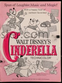 1j346 CINDERELLA pressbook R1965 Walt Disney classic romantic musical cartoon, great poster images!