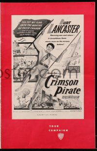 1j349 CRIMSON PIRATE pressbook 1952 great image of barechested Burt Lancaster swinging on rope!