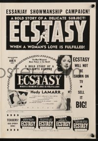 1j354 ECSTASY pressbook R1953 Hedy Lamarr's early nudie, a bold story of a delicate subject!