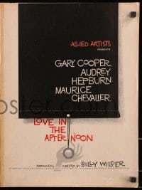 1j367 LOVE IN THE AFTERNOON pressbook 1957 Gary Cooper, Audrey Hepburn, cover art by Saul Bass!