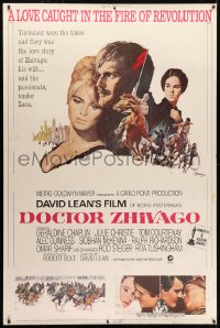 1k322 DOCTOR ZHIVAGO 40x60 R1972 Omar Sharif, Julie Christie, David Lean English epic, Terpning art!