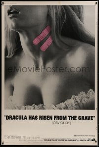 1k323 DRACULA HAS RISEN FROM THE GRAVE 40x60 1969 Hammer, c/u of sexy girl with bandaids on her neck!