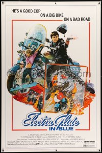 1k325 ELECTRA GLIDE IN BLUE style B 40x60 1973 cool art of motorcycle cop Robert Blake by Blossom!