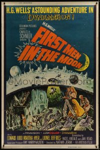 1k333 FIRST MEN IN THE MOON style Z 40x60 1964 Ray Harryhausen, H.G. Wells, fantastic sci-fi art!