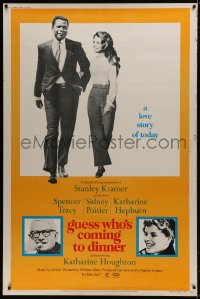 1k346 GUESS WHO'S COMING TO DINNER 40x60 1967 Sidney Poitier, Spencer Tracy, Katharine Hepburn!