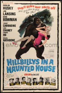 1k351 HILLBILLYS IN A HAUNTED HOUSE 40x60 1967 country music, art of wacky ape carrying sexy girl!