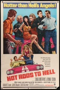 1k352 HOT RODS TO HELL 40x60 1967 Dana Andrews, Jeanne Crain, Hotter than Hell's Angels!