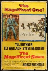 1k369 MAGNIFICENT SEVEN style Z 40x60 1960 Yul Brynner, Steve McQueen, 7 Samurai cowboy remake, ultra rare!