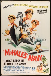 1k376 McHALE'S NAVY 40x60 1964 great artwork of Ernest Borgnine, Tim Conway & cast on ship!