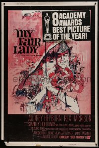 1k382 MY FAIR LADY 40x60 1964 classic art of Audrey Hepburn & Rex Harrison by Peak and Gold!