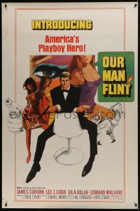 1k391 OUR MAN FLINT style Z 40x60 1966 Bob Peak art of James Coburn, sexy James Bond spy spoof!