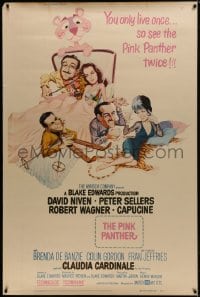 1k397 PINK PANTHER style Y 40x60 1964 wacky art of Peter Sellers & David Niven by Jack Rickard!