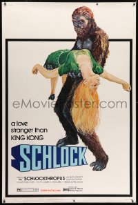 1k407 SCHLOCK 40x60 1973 John Landis horror comedy, wacky art of ape man carrying sexy girl!
